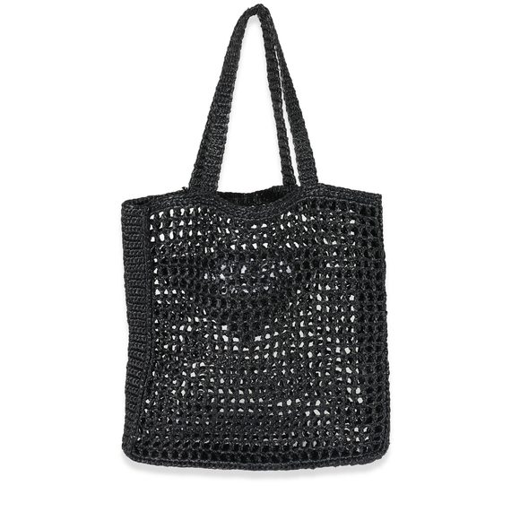 Prada Natural Black Raffia Logo Tote - Picture 7 of 8